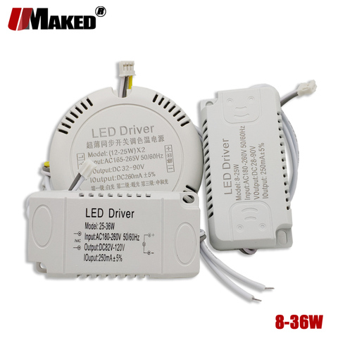 Ультра-тонкий светодиодный драйвер тока 250 мА 8-25 Вт/18-40 Вт SMD PCB светильник, потолочный источник питания, двухцветный 3-контактный/2-контактный... ► Фото 1/6