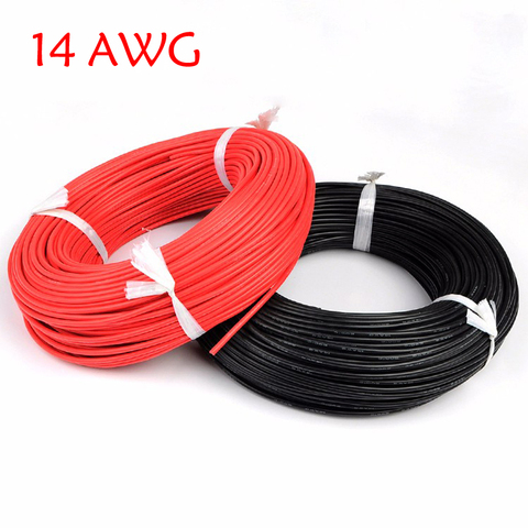 Силиконовый провод 14AWG, термостойкий Электрический провод 14AWG для аккумулятора модели RC, красный + 5 метров, черный ► Фото 1/4