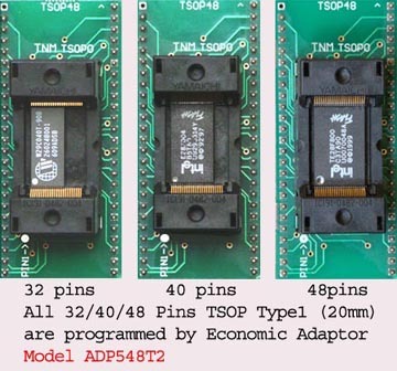 Все TSOP 32/40/48 адаптеры типа 1 (длина штырька 20 мм) модель ADP548T2 для программатора TNM5000 NAND ► Фото 1/5