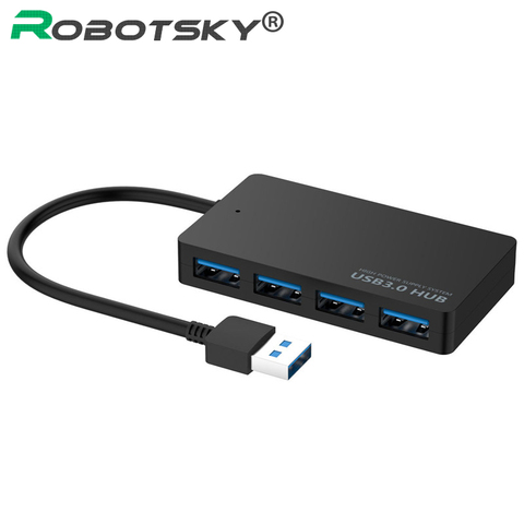 4 порта USB 3,0 концентратор 5 Гбит/с супер скорость USB сплиттер адаптер кабель синий светодиод для ноутбука iMac ► Фото 1/6