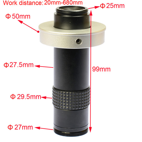 Объектив промышленного видения с увеличением до 120 раз, объектив с C-образным креплением, стеклянный объектив с кольцевым адаптером 50 мм для промышленного микроскопа, камеры ► Фото 1/1