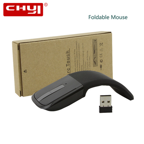 Беспроводная складная компьютерная мышь CHYI, дуговая сенсорная мышь, тонкая оптическая игровая складная мышь с USB-приемником для Microsoft, ПК, но... ► Фото 1/6