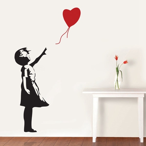 Наклейка на стену Banksy, виниловая настенная наклейка с изображением воздушной девушки в стиле Бэнкси, бесплатная доставка A2064 ► Фото 1/6