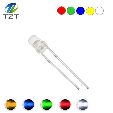 TZT F3 ультра яркий 3 мм круглый прозрачный зеленый/желтый/синий/белый/красный светодиодный светильник набор светодиодов Dides ► Фото 1/2