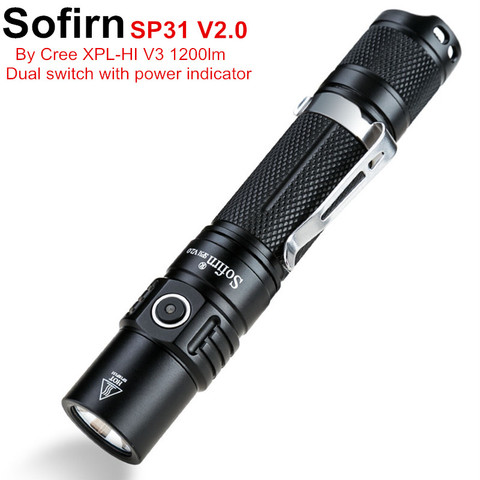 Sofirn SP31 V2.0 Мощный тактический светодиодный фонарик 18650 Cree XPL HI 1200lm фонарь светильник с двойным переключателем индикатор питания ATR ► Фото 1/6