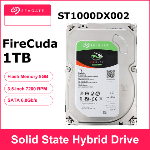 Игровой жесткий диск Seagate 1 ТБ FireCuda ST1000DX002, 3,5 дюйма, SSHD (твердотельный гибридный диск), 7200 об/мин, SATA, 6 кэш-памяти, 64 Мб hdd ► Фото 1/6