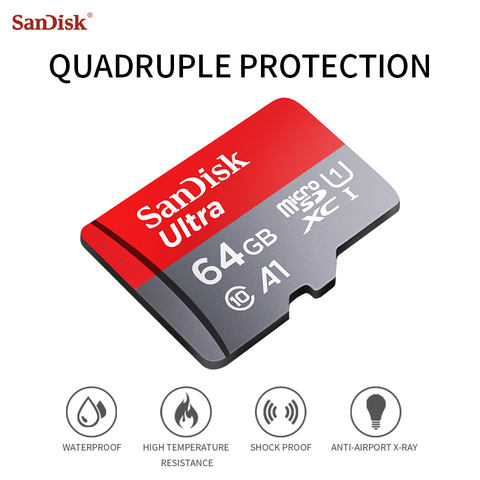 SanDisk карта памяти Micro SD, класс 10, 16 ГБ, 32 ГБ, 64 ГБ, 128 ГБ ► Фото 1/6
