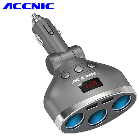 Accnic 5 В 1A/2.4a Dual USB Автомобильное Авто-прикуриватели Splitter гнездо адаптера 120 Вт LED Напряжение Мониторы авто USB Plug конвертер ► Фото 1/6
