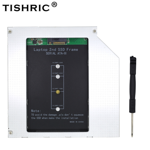 Жесткий диск TISHRIC Caddy SATA 3,0 9,5 мм M.2 M2 NGFF 2nd Second, жесткий диск SSD, корпус для ноутбука, алюминиевый чехол Optibay для ноутбука, чехол ► Фото 1/6