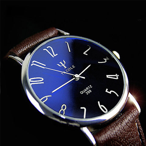 Yazole кварцевые часы Для мужчин Повседневное Бизнес кожаный ремешок Часы классический синий Стекло Для мужчин S кварцевые часы Reloj Relogio Masculino ► Фото 1/1
