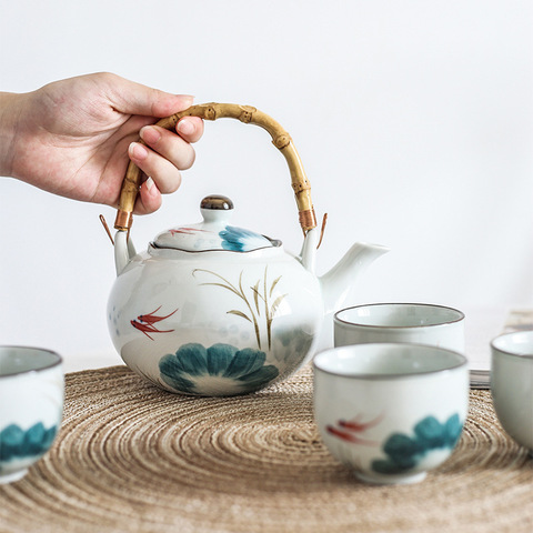 Керамический чайный сервиз в японском стиле, чайный сервиз, Подарочная коробка, чайный сервиз с чашкой, креативный чайный набор кунг-фу ► Фото 1/5