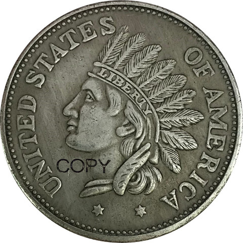 1 шт., медная монета с посеребренным покрытием в индийском стиле, 1 долл. США, 1851 ► Фото 1/2
