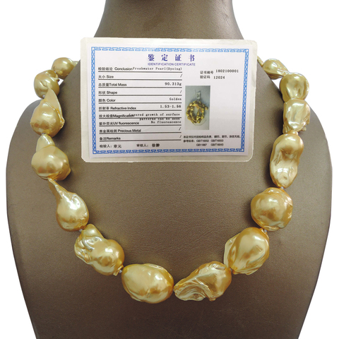 100% пресноводный барочный жемчуг ожерелье-хорошее качество-крючок из серебра 925 пробы с золотым покрытием ► Фото 1/6