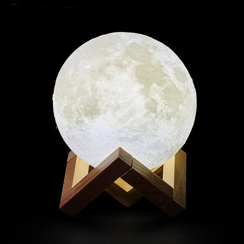 Прямая поставка; 3D принт Перезаряжаемые луна светильник светодиодный Ночной светильник творческий сенсорный выключатель луна светильник ... ► Фото 1/6