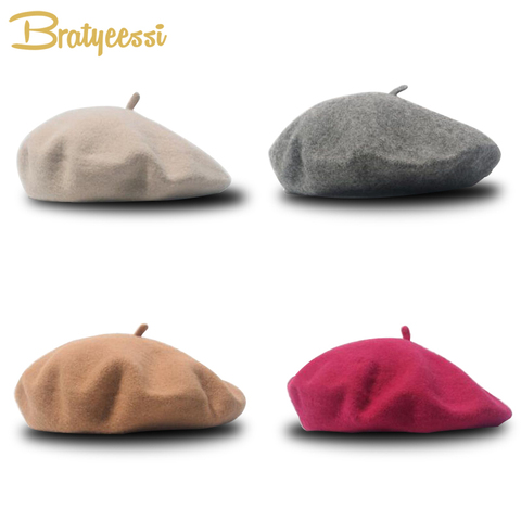 Fashion Woolen Baby Girls Hats Candy Color Elastic Infant Baby Beret Hat for 1-4 Years 1 PC ► Фото 1/6