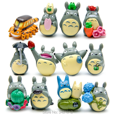 12 шт. студийные фигурки Ghibli Totoro из смолы, миниатюрные фигурки Hayao Miyazaki для торта, куколки статуэтки, украшения для сада ► Фото 1/6