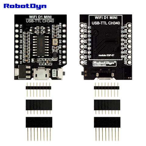 Флэш-конвертер CH340G для ESP8266 -ESP07 / ESP12 в WIFI D1 mini, с набором контактных разъемов. ► Фото 1/3