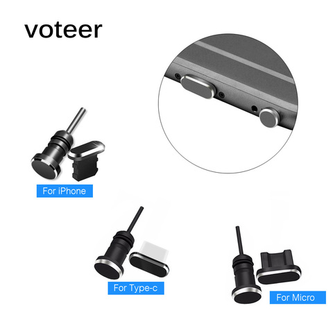 Voteer металлическая Пылезащитная заглушка Micro USB Тип C зарядный порт Разъем для наушников извлечение карты для iPhone Huawei Xiaomi MI android phone ► Фото 1/6