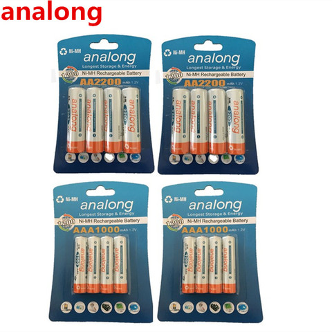 Аккумуляторная батарея analong, 1,2 В, 2200 мА · ч, AA и 1000 мА · ч, перезаряжаемые батарейки AAA ► Фото 1/6