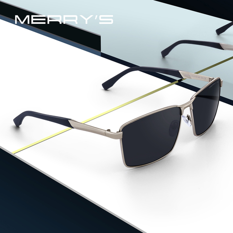 Мужские прямоугольные солнечные очки MERRYS, дизайнерские классические поляризационные солнцезащитные очки HD для вождения, с дужками из TR90, с ... ► Фото 1/6