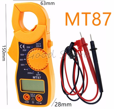 Оранжевый MT87 Цифровой мультиметр-зажим Ампер клещи тестовый токоизмерительный зажим AC/DC преобразователь напряжения тестер измеритель мощности ► Фото 1/6
