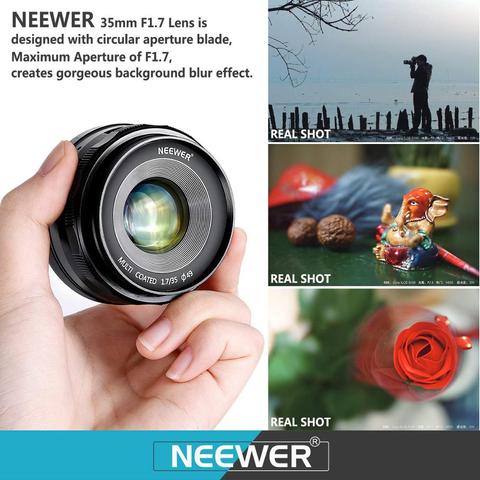 Neewer 35 мм F/1,7, ручная основная фиксированная линза с большой диафрагмой, для цифровых беззеркальных камер Sony E-Mount A7III A9 NEX 5 A6500 ► Фото 1/1