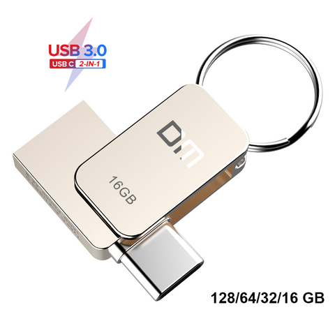 USB флеш-накопитель DM PD059, 128 ГБ, OTG, металлический USB 3.0 64 ГБ, флеш-накопитель, ключ 32 ГБ, Тип C, флеш-накопитель Mini 16 ГБ, флеш-накопитель, карта памя... ► Фото 1/6
