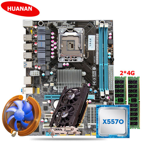 Материнская плата HUANAN ZHI X58, процессор, видеокарта, кулер ЦП Xeon X5570 8 ГБ DDR3, Серверная память RECC GTX760 2 Гб ► Фото 1/1