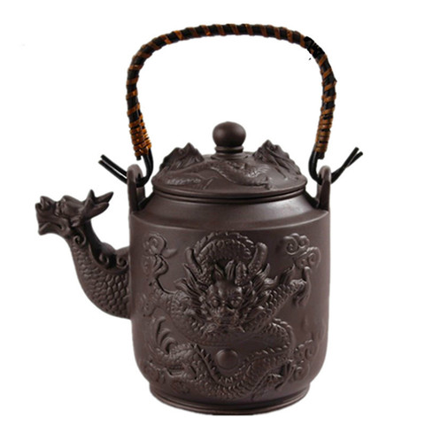 780 мл чайный горшок Dragon Yixing, чайник из фиолетовой глины с ручкой, чайник Zisha, посуда для напитков кунг-фу, большая емкость, костюм, галстук-пуэр, гуанин ► Фото 1/3