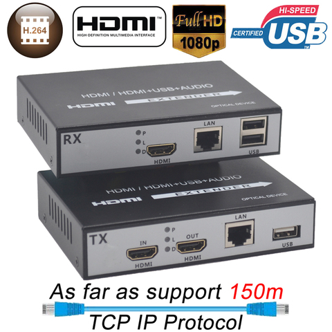 Сетевой удлинитель Navceker H.264 HDMI KVM, 150 м, HDMI, USB, UTP, RJ45, порты KVM, HDMI, USB через CAT5e, CAT6 ► Фото 1/6