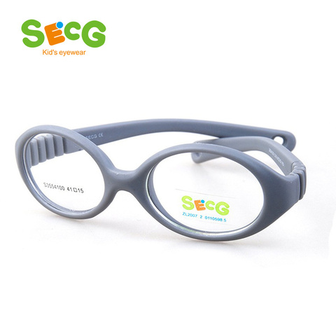 Очки SECG детские резиновые, оптические круглые, с диоптриями из TR90, гибкие, прозрачные, для близорукости ► Фото 1/6