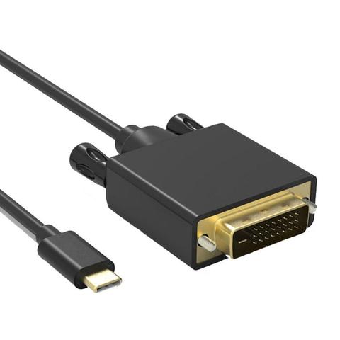 Адаптер для кабеля 1080P Type-C-DVI, Переходник USB C-DVI Type C-DVI D 24 + 1 видео 1080P 10 Гбит/с, длина 1,8 м, черный ► Фото 1/6