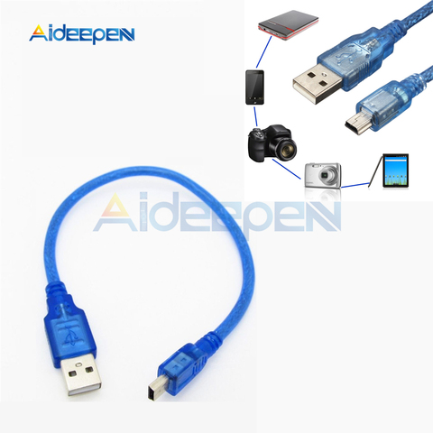 Кабель для передачи данных 30 см USB 2,0 тип А папа к Мини USB B 5pin папа адаптер преобразователь кабель питания зарядное устройство для камеры Arduino ► Фото 1/6