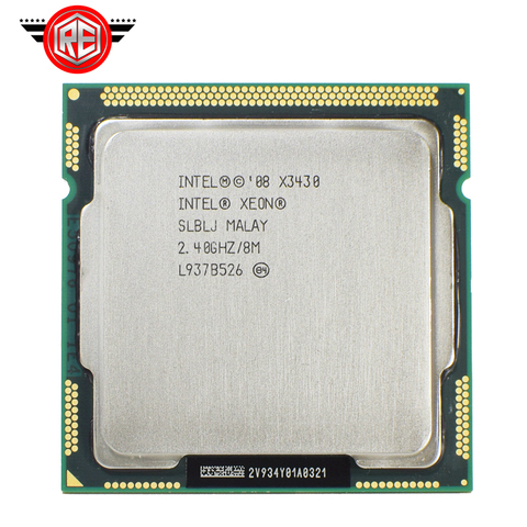 Четырехъядерный процессор Intel Xeon X3430, 2,4 ГГц, 8 Мб кэш-памяти LGA1156, 95 Вт, настольный процессор ► Фото 1/4
