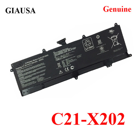Натуральная C21-X202 Батарея для Asus VivoBook S200 S200E X201 X201E X202 X202E S200E-CT209H S200E-CT182H S200E-CT1 ► Фото 1/2