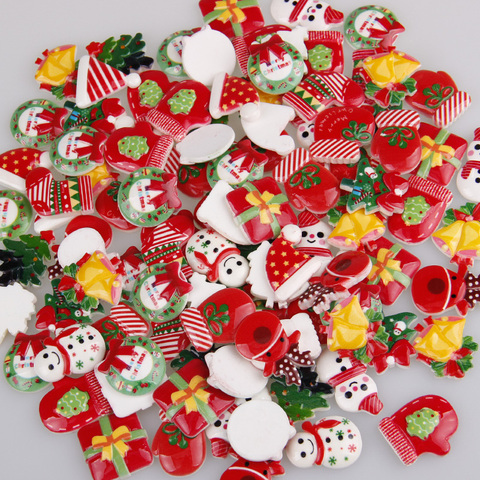 Пожалуйста, заметьте, что 30pcs Рождественская елка обувь снеговик подарок десерт мультфильм поделки смоляные наклейки Кабошон лотерейный ме... ► Фото 1/6