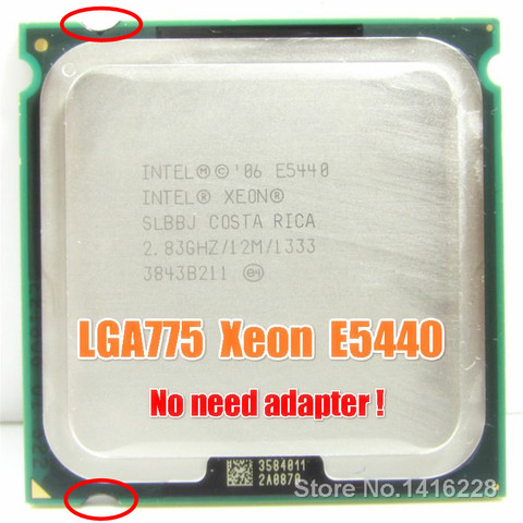 Процессор Xeon E5440 форм-фактора LGA 775, ЦП с частотой 2,83 ГГц, 12 МБ, 1333 МГц, SLANS SLBBJ, почти аналогичен ЦП Core 2 Quad Q9550 для LGA775, работает на материнской плате LGA 775 ► Фото 1/4