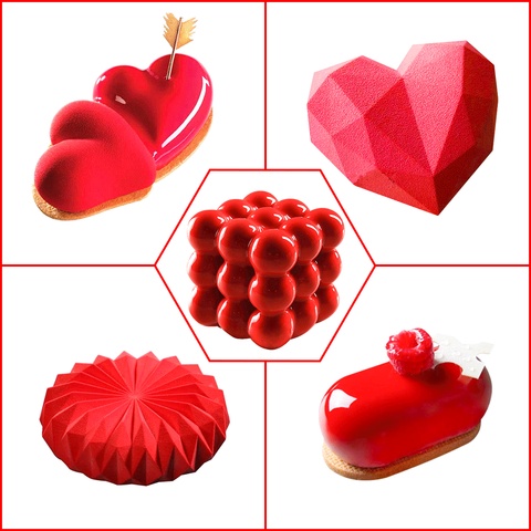 SJ силиконовые формы мусс формы для торта силиконовые кружева сердце формы для выпечки 3D ремесла выпечки для тортов # TT ► Фото 1/6