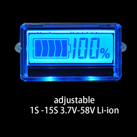 Индикатор емкости литиевых аккумуляторов TH01 LCD 1S 2S 3S Φ 6S- 15S, синий дисплей, детектор емкости литий-ионных аккумуляторов, детектор для литий-полимерных аккумуляторов ► Фото 1/1