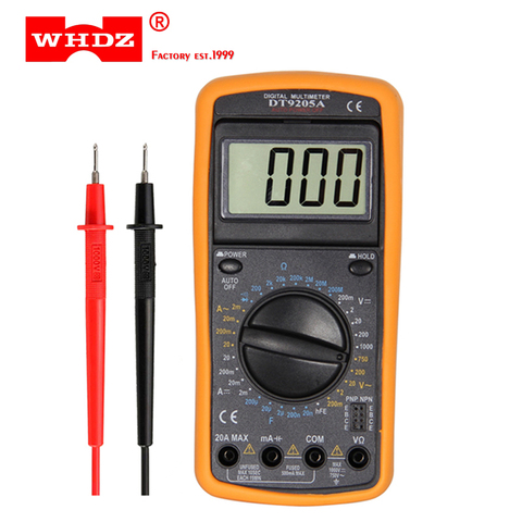 Профессиональный цифровой мультиметр WHDZ DT9205A, электрический ручной амперметр, вольтметр, сопротивление, емкость, тестер hFE, AC DC LCD ► Фото 1/6