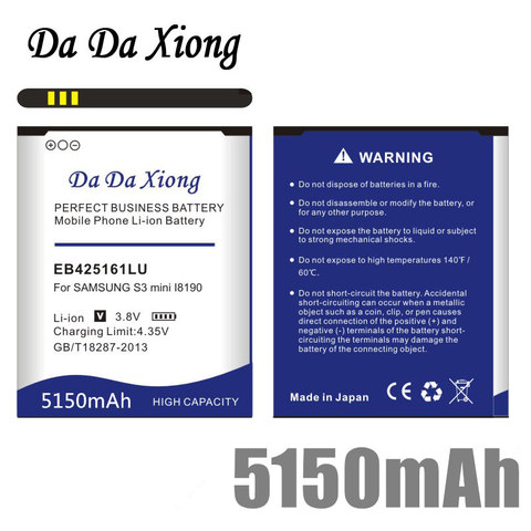 Аккумулятор Da Xiong 5150 мАч EB425161LU для Samsung galaxy s3 mini i8190 i699 ace 2 i8160 S7562 S7562I S7568 i8190N i739 S7580 ► Фото 1/4