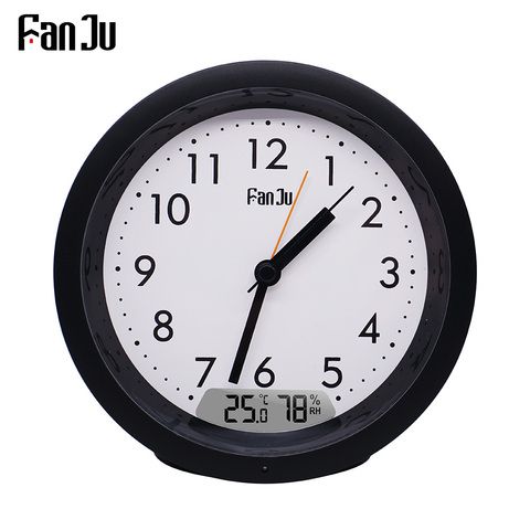 FanJu FJ5132 будильник с дисплеем температуры и влажности, автоматическая подсветка, Классический круглый рабочий стол, прикроватные часы, домашний декор ► Фото 1/6