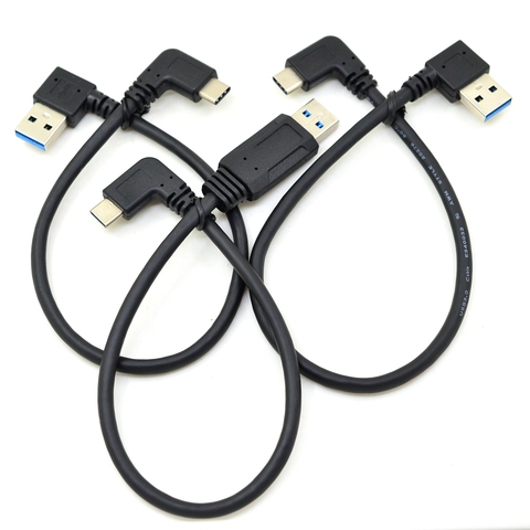 Кабель USB C, 90 градусов, USB 3,0 A к USB Type C, левый/правый угол, синхронизация данных и зарядка, шнур, адаптер для зарядки, двойной Угловой преобразов... ► Фото 1/6