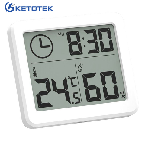 Multifunction Digital Thermometer Hygrometer Clock Indoor Temperature Humidity Meter Monitor Thin 3.2inch Large LCD Screen ► Фото 1/6