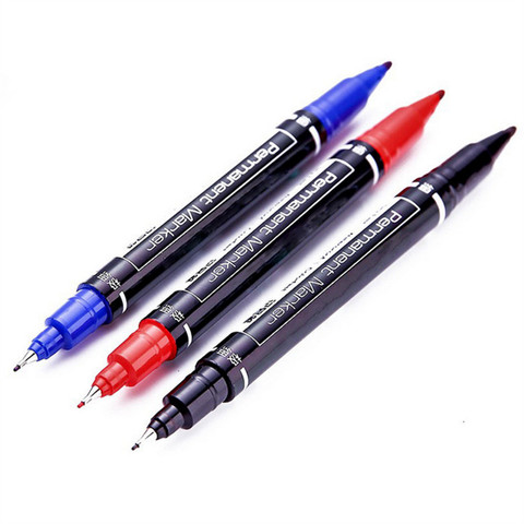 Перманентный маркер с черными, синими и красными чернилами 6824, двойной наконечник 0,5/1,0 мм, искусственная ручка для рисования ► Фото 1/6