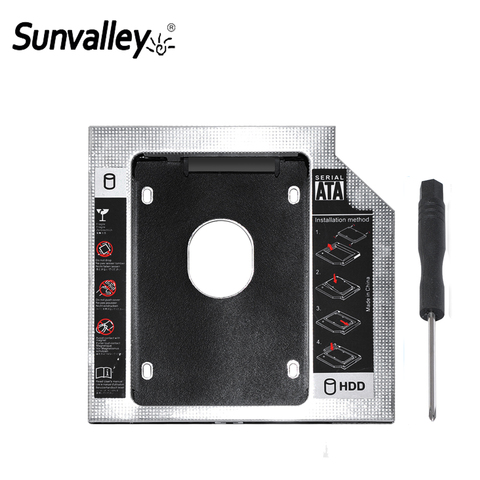 Sunvalley 12,7 мм Алюминиевый металлический материал переходник для установки второго жесткого диска SATA-SATA 2,5 