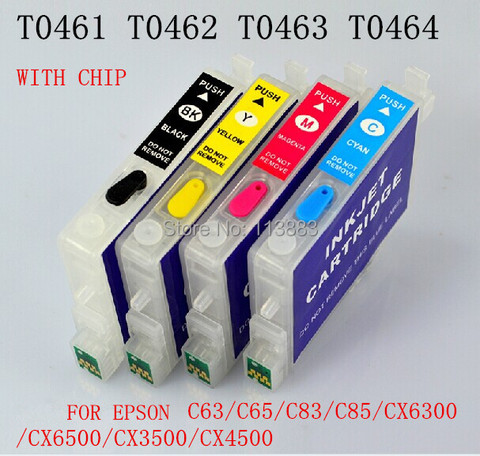 Многоразовый картридж T0461- T0474 для принтеров EPSON STYLUS C63/C65/C83/C85/CX6300/CX6500/CX3500/CX4500, чип автоматического сброса ► Фото 1/3