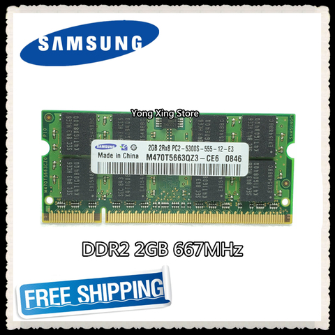 Оперативная память для ноутбука Samsung DDR2 2 Гб 667 МГц, оригинальная Подлинная память ddr 2 2G, память для ноутбука, 200 контактов, SODIMM ► Фото 1/2