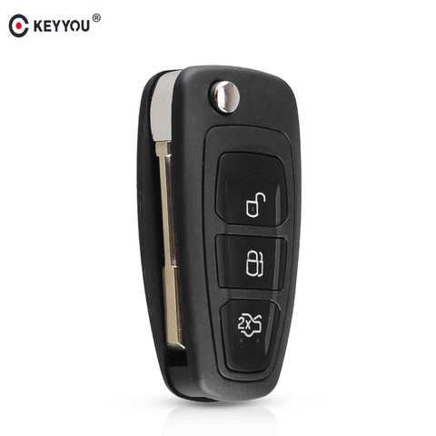 Складной флип-ключ KEYYOU с 3 кнопками для Ford Focus Mk1 Mondeo Transit styling smart key cover Fob ► Фото 1/6