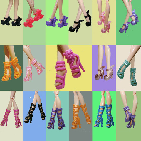 Обувь на высоком каблуке, 1 пара, много моделей, ваш выбор, модные дизайнерские туфли для Monster High сандалии для куклы, для 1/6 КР, монстры ► Фото 1/6